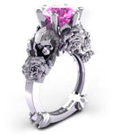 Anel de diamante rosa escuro (aço)