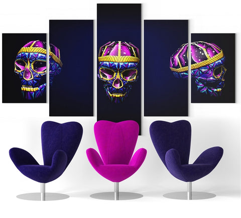 Pintura de caveira multicolorida