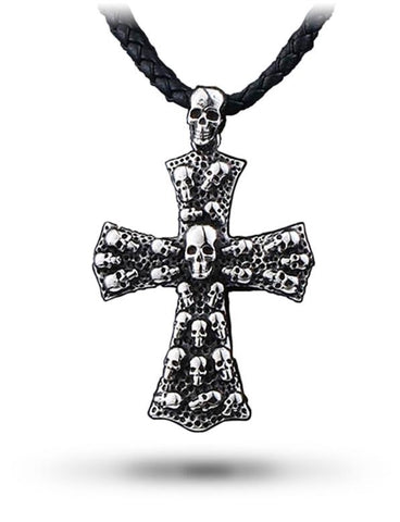 Colar de cruz gótica (couro)