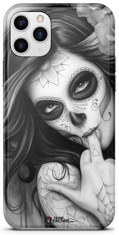 Capa de caveira mexicana em preto e branco (iPhone)