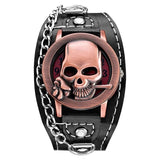 Relógio de caveira de motociclista