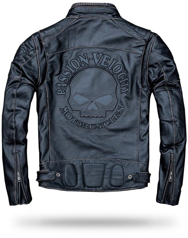 Caveira Jaqueta De Couro Moto Old School Jaqueta Para Andar De - Main Image