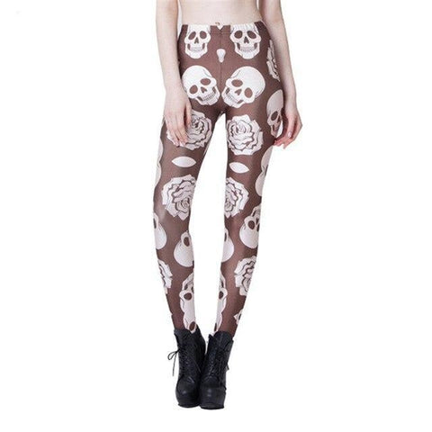 Leggings de Crânio <br/> Com Rosa