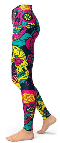 Leggings de caveira mexicana colorida
