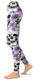 Leggings de caveira mexicana com flores