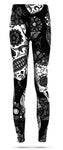 Leggings de crânio preto e branco