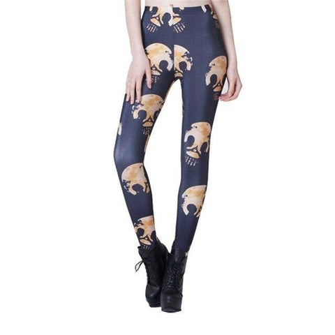 Leggings de arte de caveira