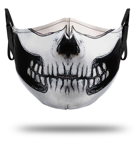 Máscara de esqueleto preto e branco