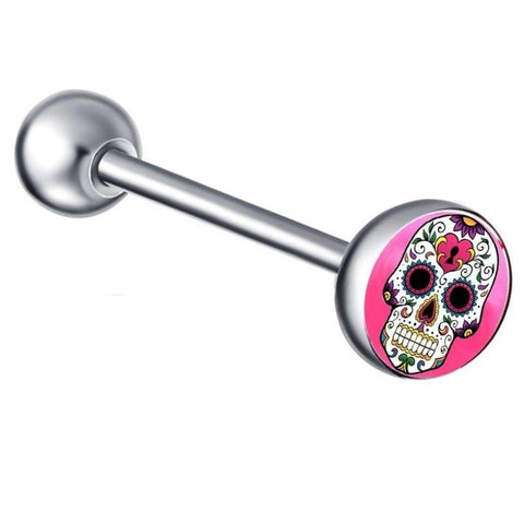 Piercing na língua rosa