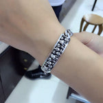 Pulseira de caveira masculina (prata)
