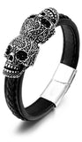 Pulseira de caveira mexicana (couro)