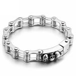 Pulseira de caveira para motoqueiros (aço)