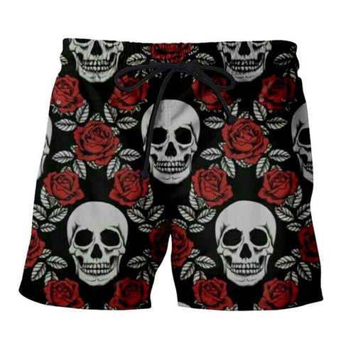 Shorts de caveira floral