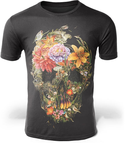 T-shirt do crânio <br/> Flores