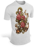 T-shirt de caveira e flores